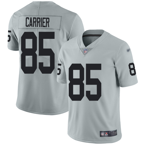 Men Oakland Raiders Limited Silver Derek Carrier Jersey NFL Football 85 Inverted Legend Jersey